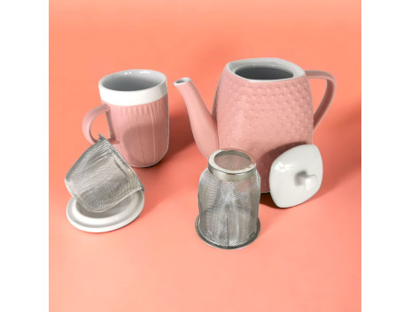 Duo théière et mug rose