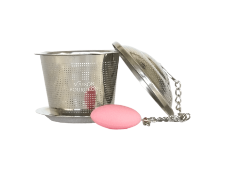 Filtre infuseur en inox rose avec couvercle et coupelle