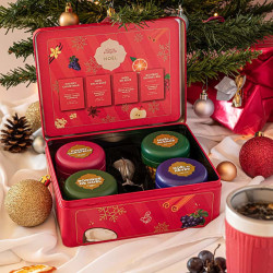 Coffret cadeau de thés, infusions et rooïbos pour Noël rouge