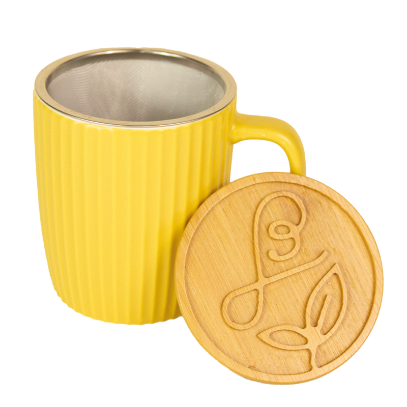 Mug à thé en céramique couleur jaune